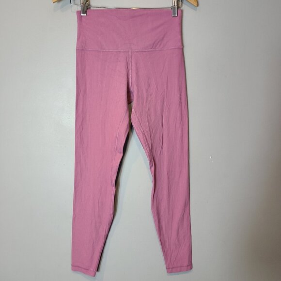 Lululemon Align Ribbed High-Rise Leggings Pant 28" Womens Sz 8 Pink Active - Picture 1 of 11
